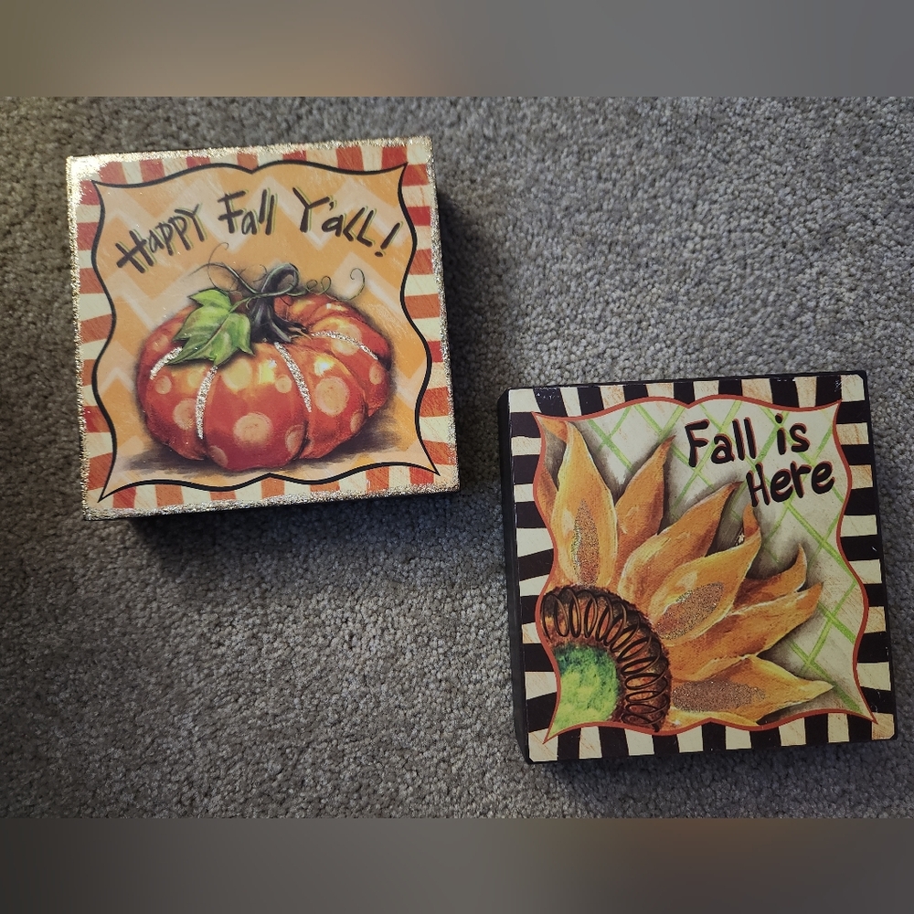 Fall Themed Decorative Blocks - Picture 1 of 6